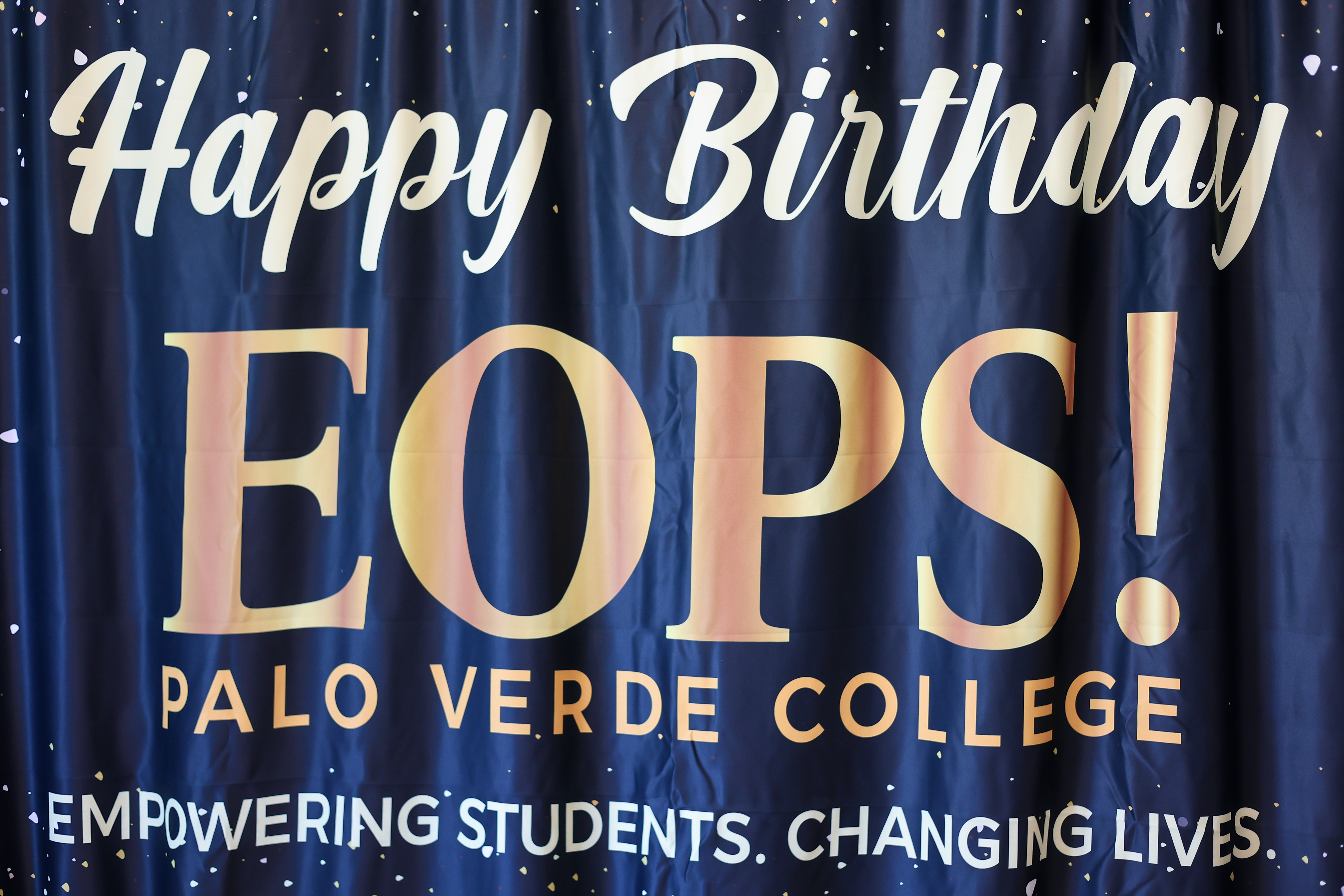 Blue banner reading "Happy Birthday EOPS"