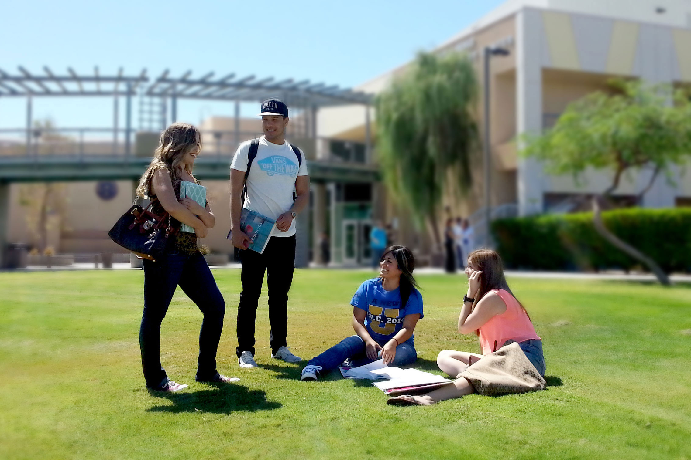 Students on grass